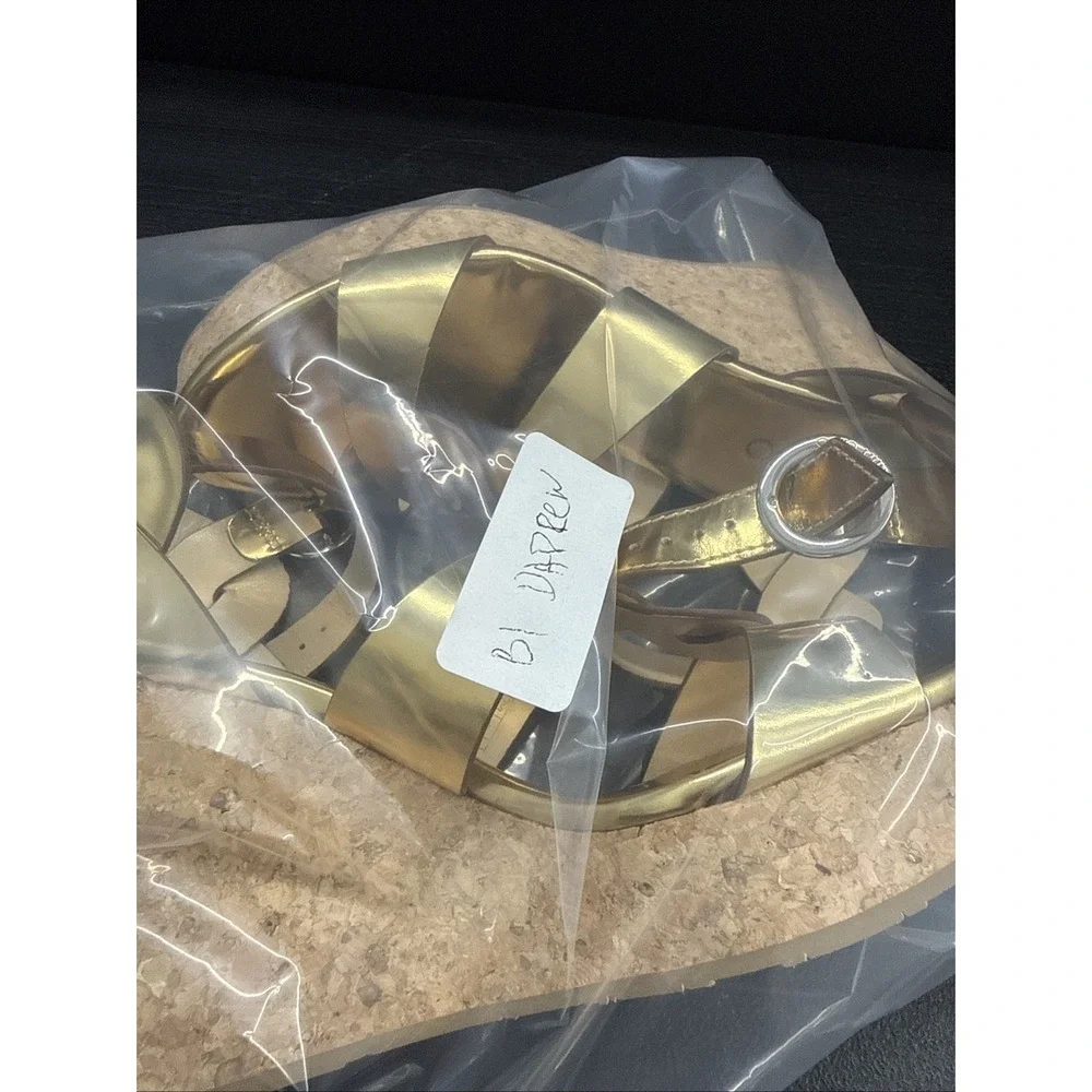 Jimmy Choo Gold Platform Heels Ankle Strap Leather Open Toe (SEE PICTURE )